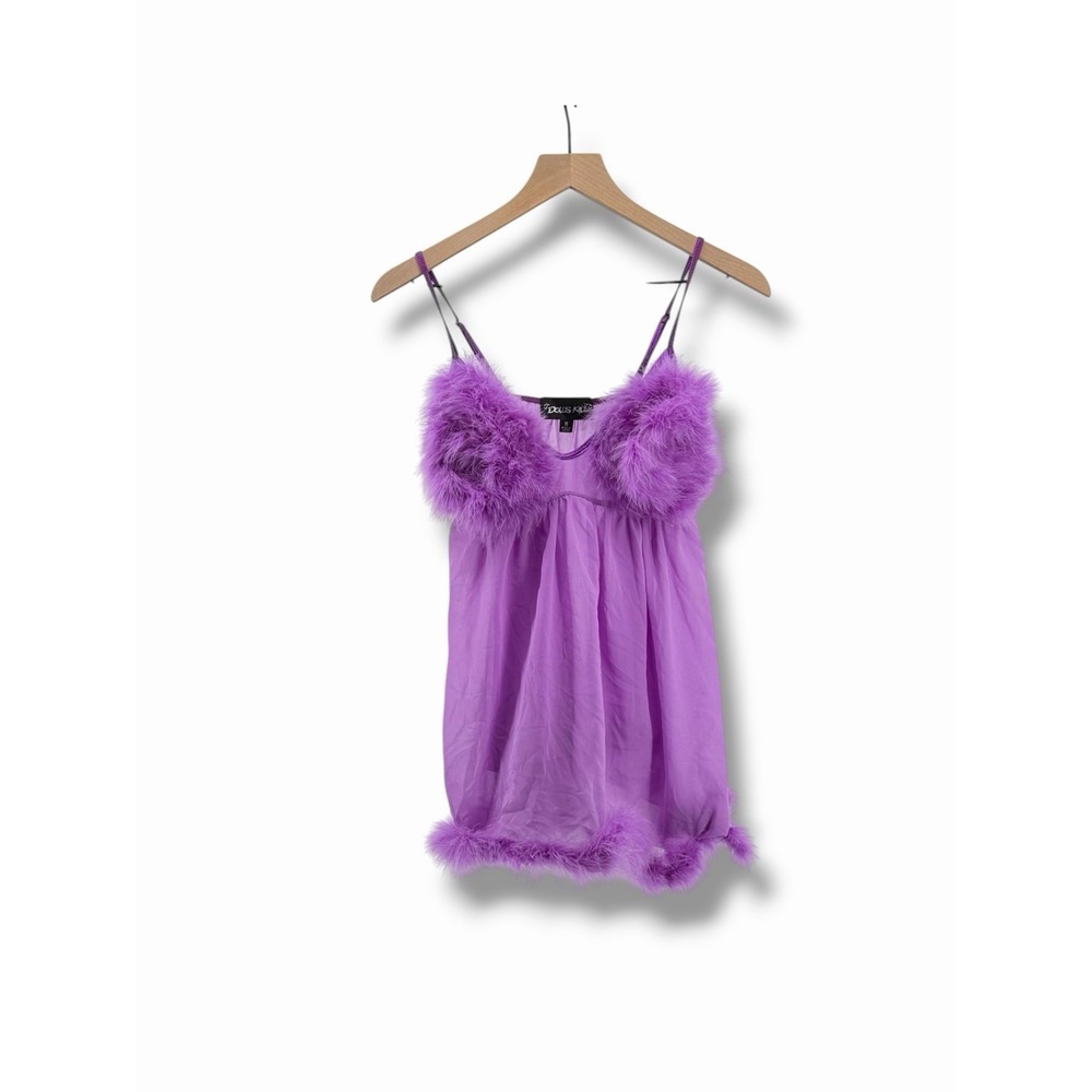 Dolls Kill Fembot Babe Costume Women Medium Sheer Femme Faux Fur Purple Lingerie